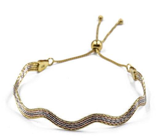 Buy Lumie Silver Wavy Motif Gold Plated Bracelet | Elegant Gold-Plated Jewellery