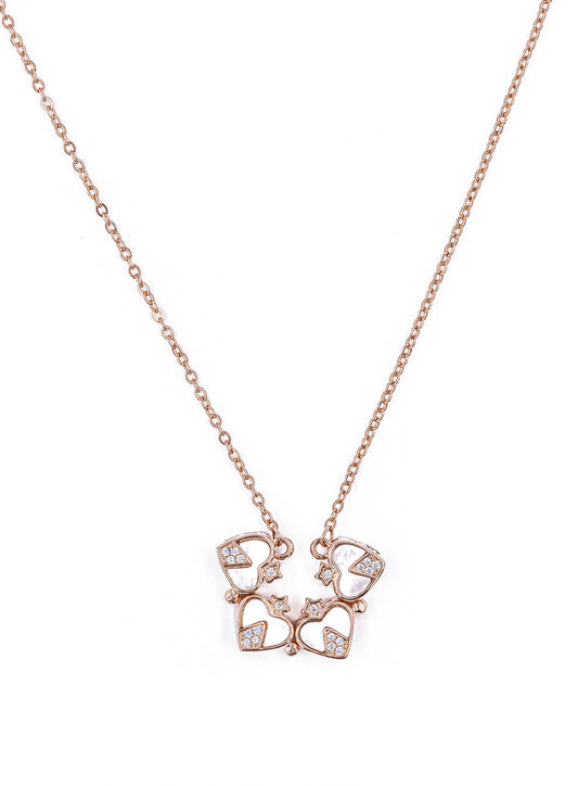 Charming Clover Heart Necklace in Rose Gold from Lumie Collection