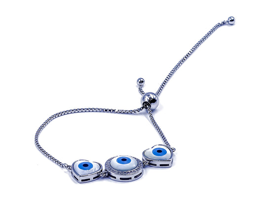 Lumie Bracelet: Delicate Evil Eye Design with Adjustable Slider