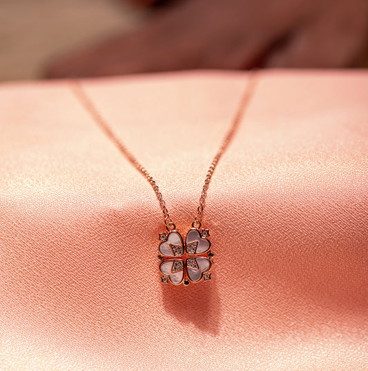 Charming Clover Heart Necklace in Rose Gold from Lumie Collection