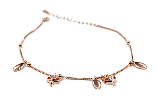 Buy Lumie Adjustable Chain Stylish Anklet | Rose Gold Plated 925 Sterling Silver