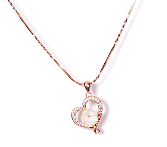 Buy Lumie's Exclusive White Rose Shining Heart Necklace in 925 Sterling Silver