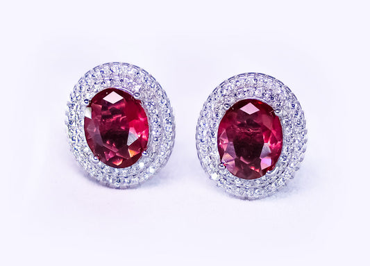 Elegant Pink Crystal Stud Earring by Lumie